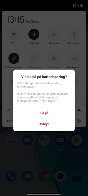 Velg Slå på