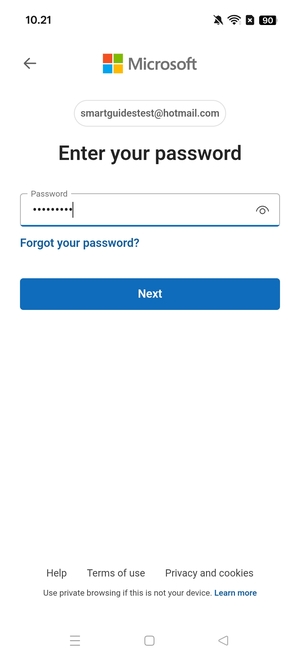 Enter your password and select Next