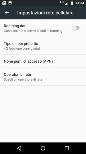 Per modificare la rete, in presenza di problemi, seleziona Operatori di rete