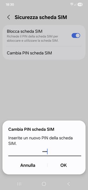 Inserisci Nuovo PIN della scheda SIM e seleziona OK