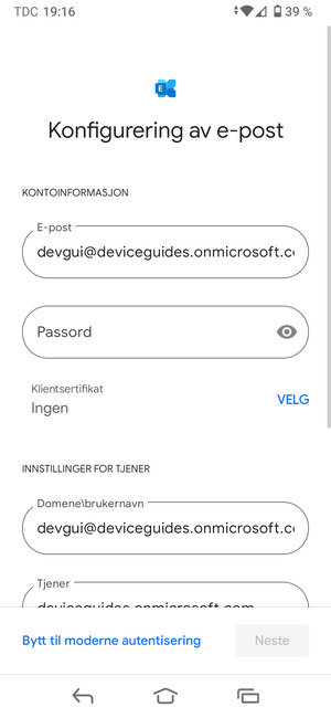 Skriv inn passord