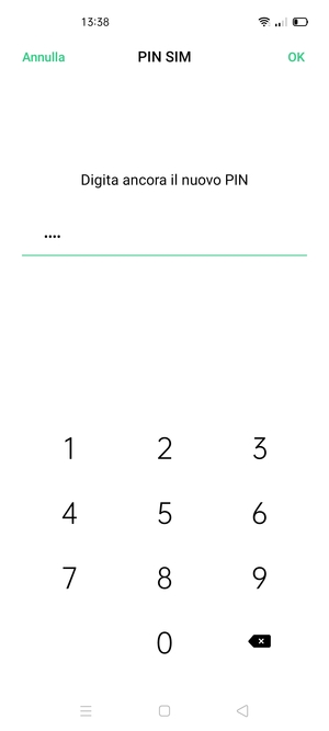 Conferma il nuovo PIN per questa scheda SIM e seleziona OK