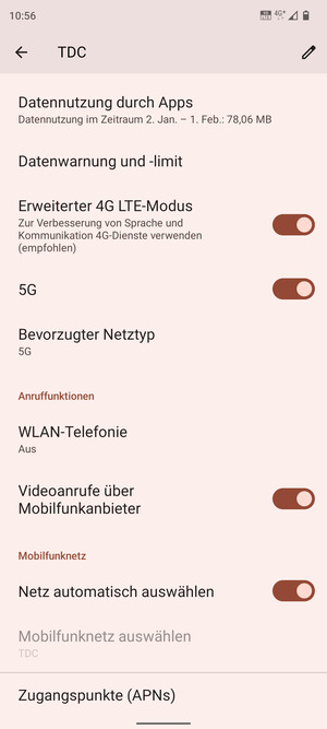 Um das Netzwerk zu wechseln, falls Probleme auftreten, schalten Sie Netz automatisch auswählen aus