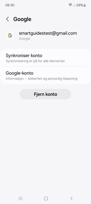 Velg Synkroniser konto