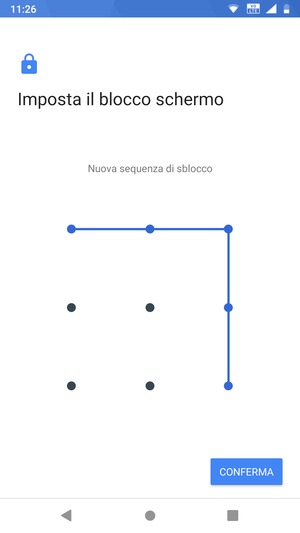 Disegna nuovamente la sequenza di sblocco e seleziona CONFERMA
