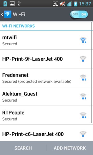 Select the wireless network you want to connect to