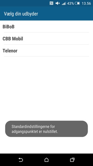 Din telefon vil nulstille til standard internet- og MMS-indstillinger.