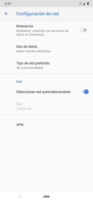 Desplácese y seleccione APN