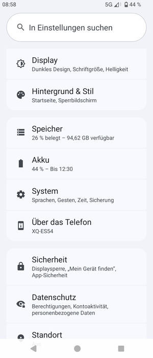 Scrollen Sie und wählen Sie System