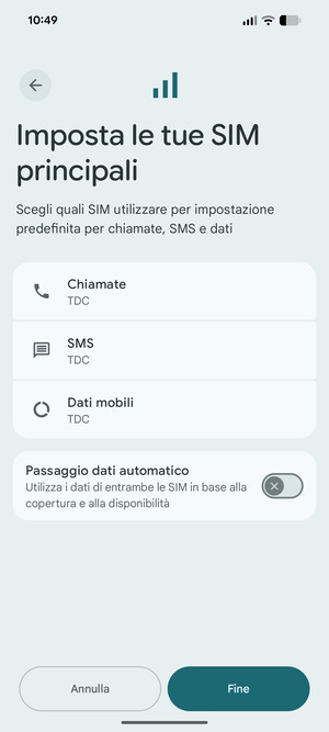 Seleziona le opzioni preferita e poi Fine