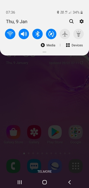 Slide down the top menu again
