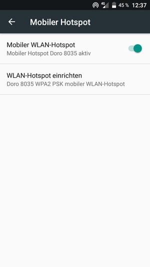 Ihr Handy ist jetzt für die Verwendung als Modem eingerichtet