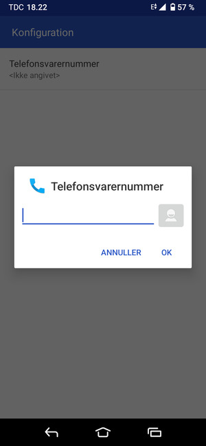 Indtast Telefonsvarernummer og vælg OK