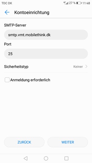Deaktivieren Sie das Kontrollkästchen Anmeldung erforderlich und wählen Sie WEITER