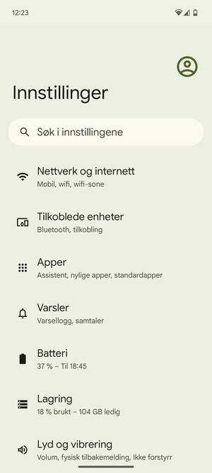 Velg Nettverk og internett