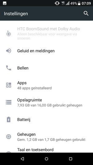 Scroll naar en selecteer Batterij