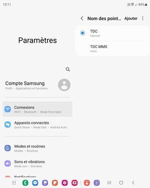 Sélectionnez le bouton du Menu
