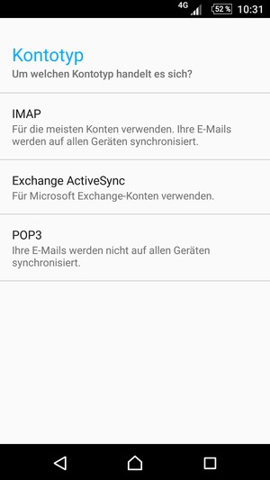 Wählen Sie Exchange ActiveSync