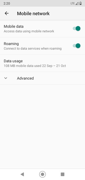 Turn Roaming on or off