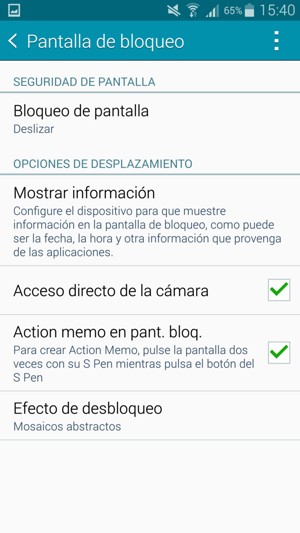 Seleccione Bloqueo de pantalla