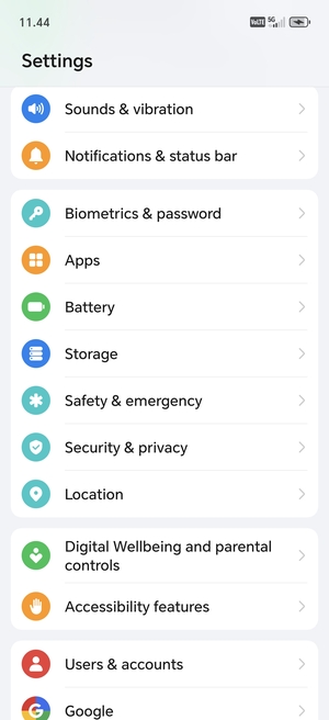 Scroll to and select Security & privacy