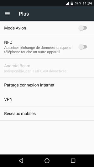 Sélectionnez Réseaux
mobiles