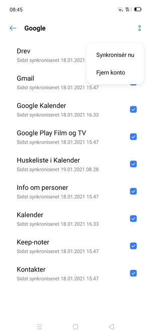 Vælg Synkroniser nu