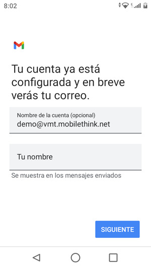 Déle a su cuenta un nombre y escriba su nombre. Seleccione SIGUIENTE