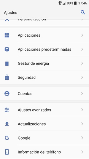Desplácese y seleccione Cuentas