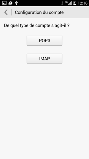 Sélectionnez POP3 ou IMAP