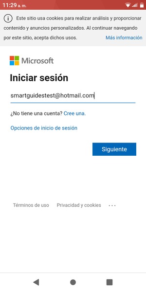 Introduzca su Dirección de correo electrónico y seleccione Siguiente