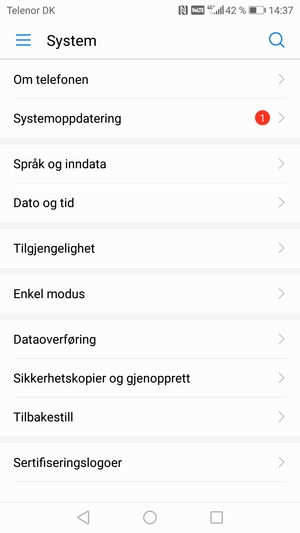 Velg Systemoppdatering