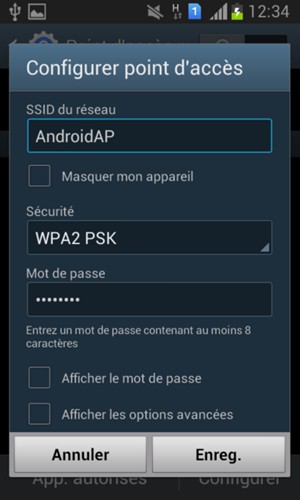 Saisissez un mot de passe d'au moins 8 caractères et sélectionnez Enreg.