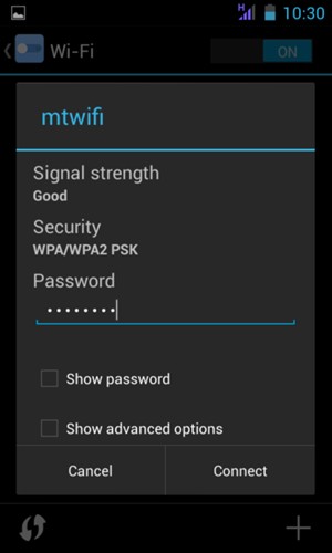 Enter the Wi-Fi password and select Connect