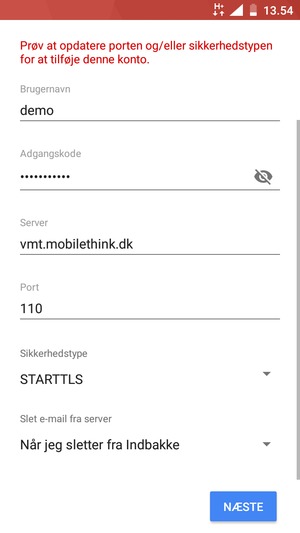 Scroll til og vælg Sikkerhedstype