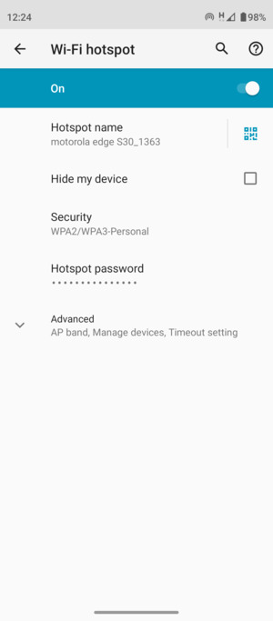 Your phone is now set up for use as a modem