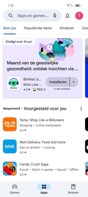 Selecteer de zoekbalk