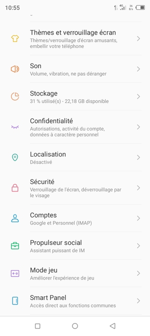 Faites défiler et sélectionnez Sécurité