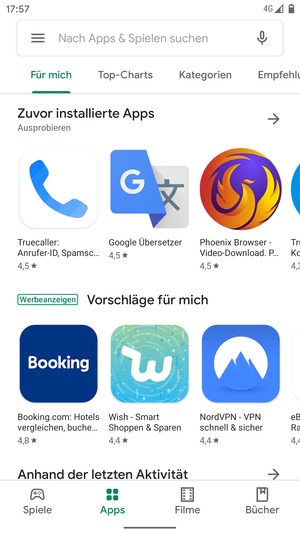 Wählen Sie die Suchleiste