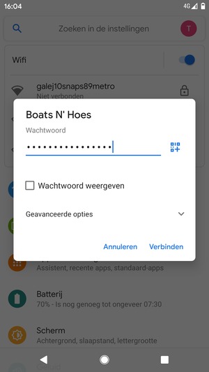 Voer het WiFi-wachtwoord in en selecteer Verbinden