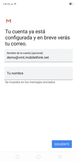 Déle a su cuenta un nombre y escriba su nombre. Seleccione SIGUIENTE