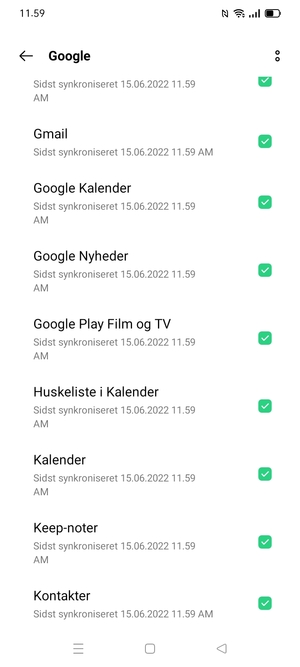 Marker alle tjekbokse og vælg Menu-knappen
