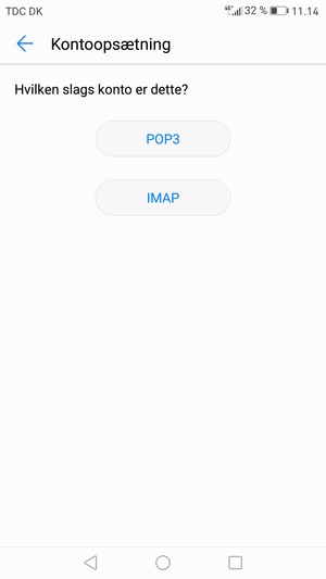 Vælg POP3 eller IMAP