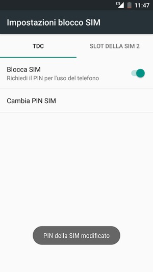 Il tuo PIN della SIM è stato modificato