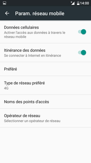 Activer ou désactiver Itinérance des données
