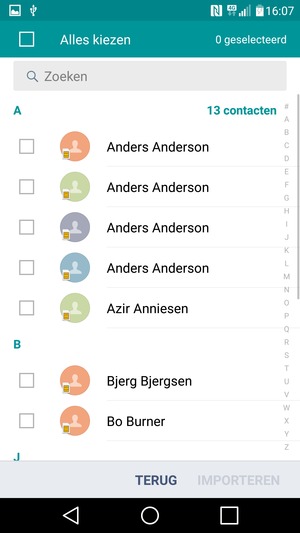 Vink het selectievakje Alles kiezen aan