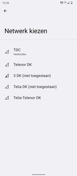 Selecteer een netwerkoperator uit de lijst