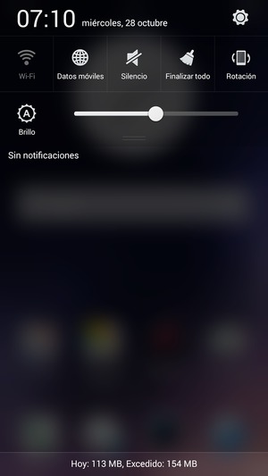 Deslice hacia abajo el menú superior