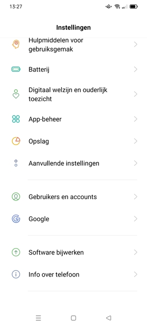 Scroll naar en selecteer Software bijwerken