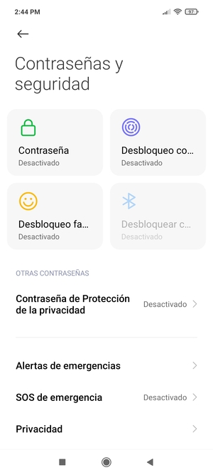 Seleccione Privacidad